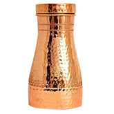 Kuber Industries Hammered Copper Bedroom Jar|Bedside Water Bottle with Inbuilt Glass, 1100 ml (Gold)